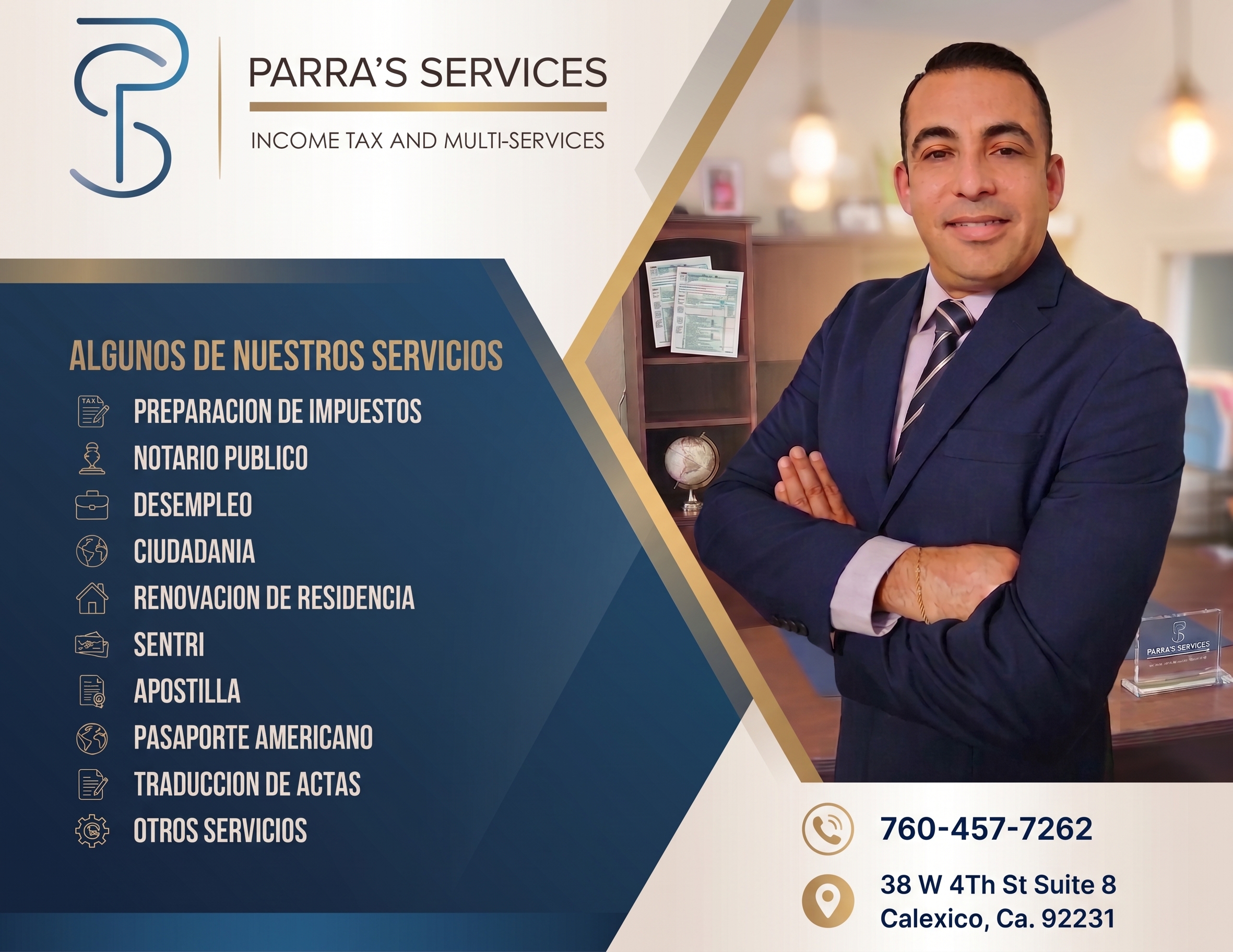Asesor de Parra's Services disponible para ayudarte con tu trámite